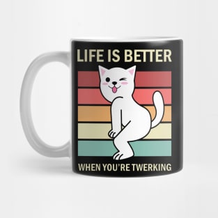 funny cat twerking, vintage Mug